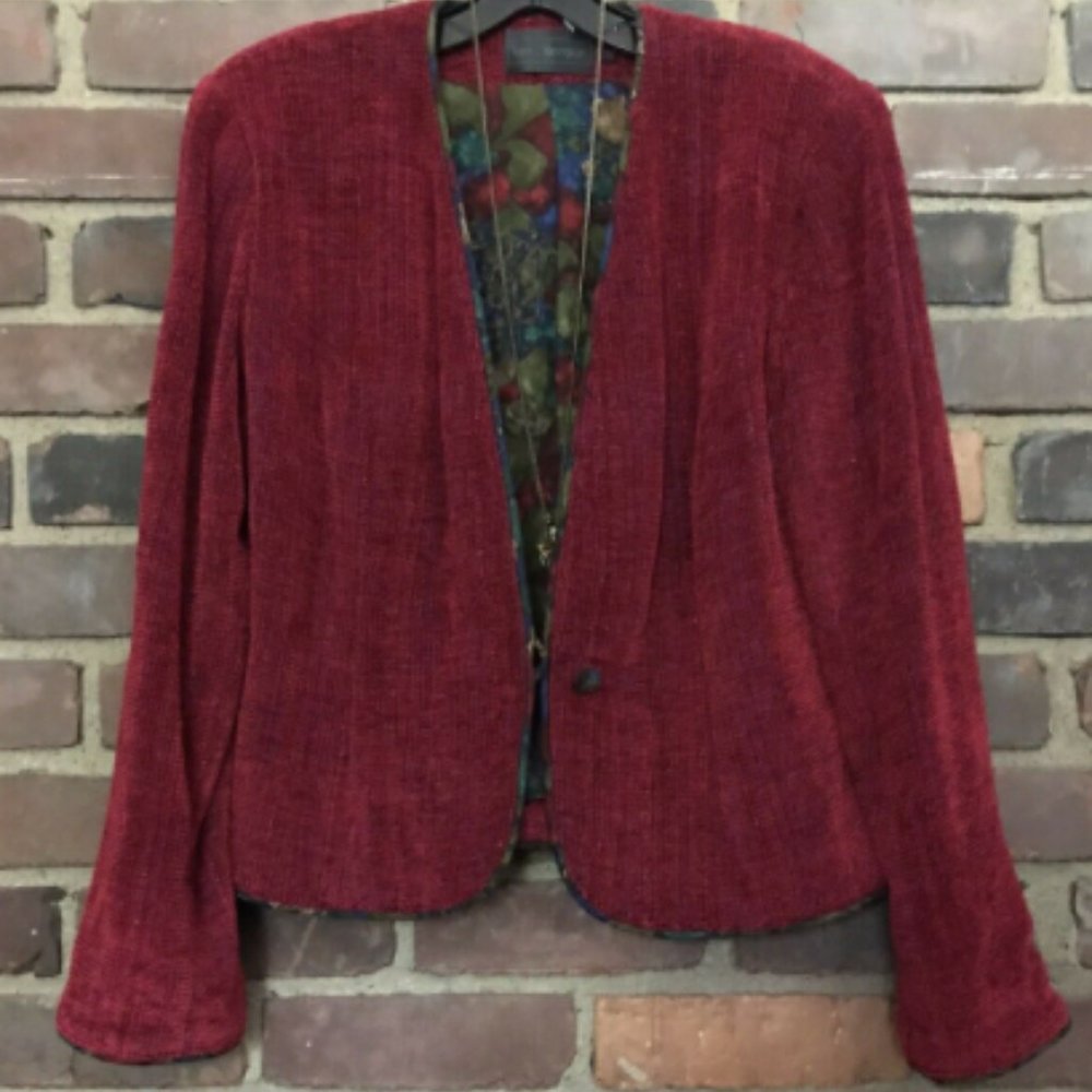 LYNN YARRINGTON chenille blazer coat jacket Small